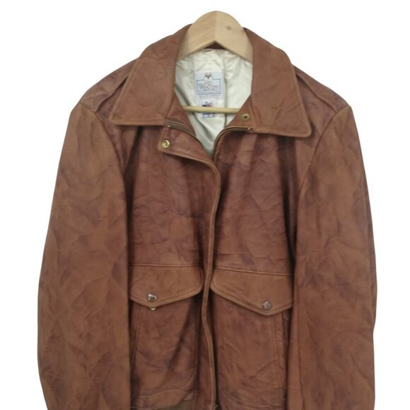 Vintage Genuine Deer Skin Brown Bomber Jacket Size 36 14 Mid Western Sport TOG - Picture 7 of 13